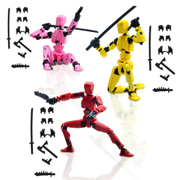 USPEED 3PCS Assembly Completed T13 Action Figure,3D Printed Multi-Jointed Movable Lucky 13 Action Figures,Multi-Articular Dummy 13 Action Figures,Desktop Decorations Toys