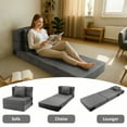 thumbnail image 1 of USPEED Comfy Folding Sofa Bed - Grey Convertible Sleeper Sofa Fold Out Sleeper Chair Couch for Living Room Bedroom Guest, Foldable Floor Chair Lounger Mattress with Pillow for Travel, Camping, 1 of 9