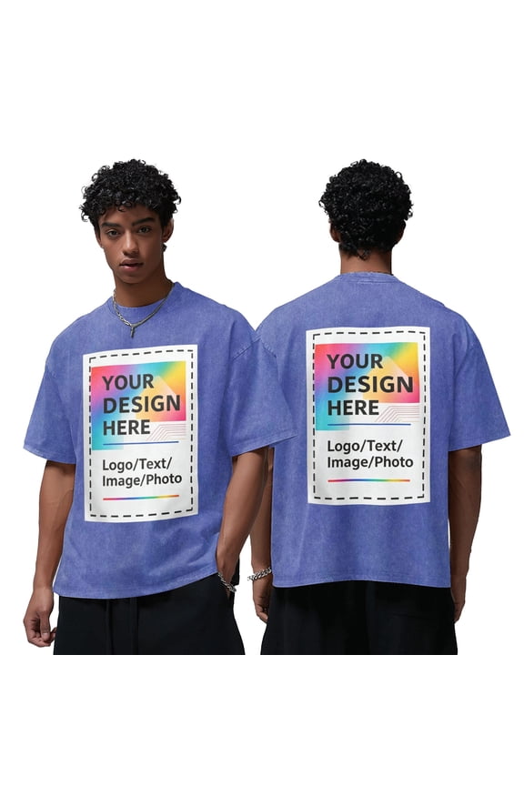 USPEED Custom Oversized T Shirts Vintage Washed Distressed Soft Tee Loose Fit Casual Streetwear Baggy Washed Cotton Personalized Add Your Own Design