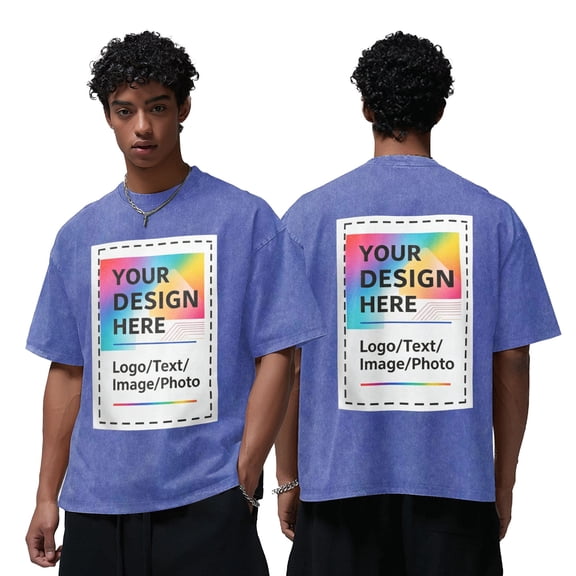 USPEED Custom Oversized T Shirts Vintage Washed Distressed Soft Tee Loose Fit Casual Streetwear Baggy Washed Cotton Personalized Add Your Own Design