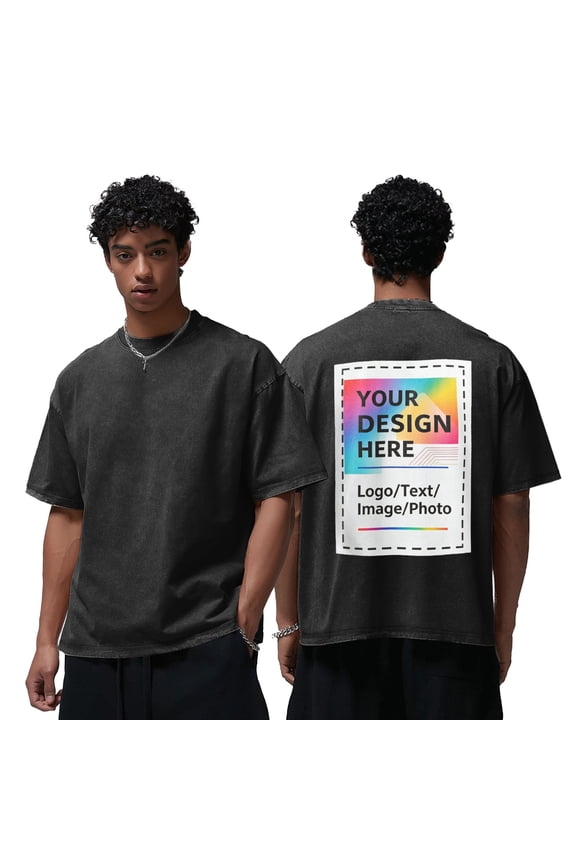 Custom Oversized T Shirts Vintage Washed Distressed Soft Tee Loose Fit Casual Streetwear Baggy Washed Cotton Personalized Add Your Own Design
