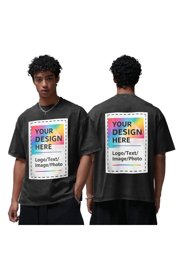 Custom Oversized T Shirts Vintage Washed Distressed Soft Tee Loose Fit Casual Streetwear Baggy Washed Cotton Personalized Add Your Own Design