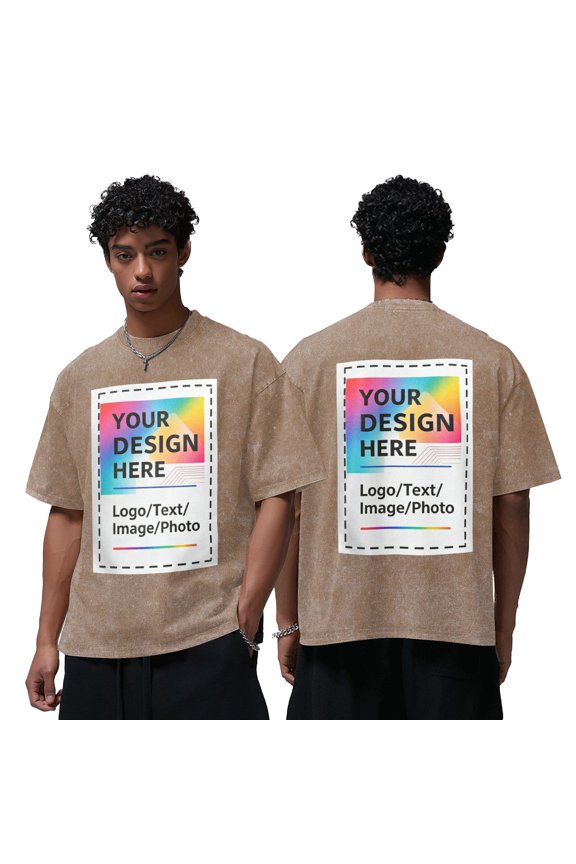 Custom Oversized T Shirts Vintage Washed Distressed Soft Tee Loose Fit Casual Streetwear Baggy Washed Cotton Personalized Add Your Own Design