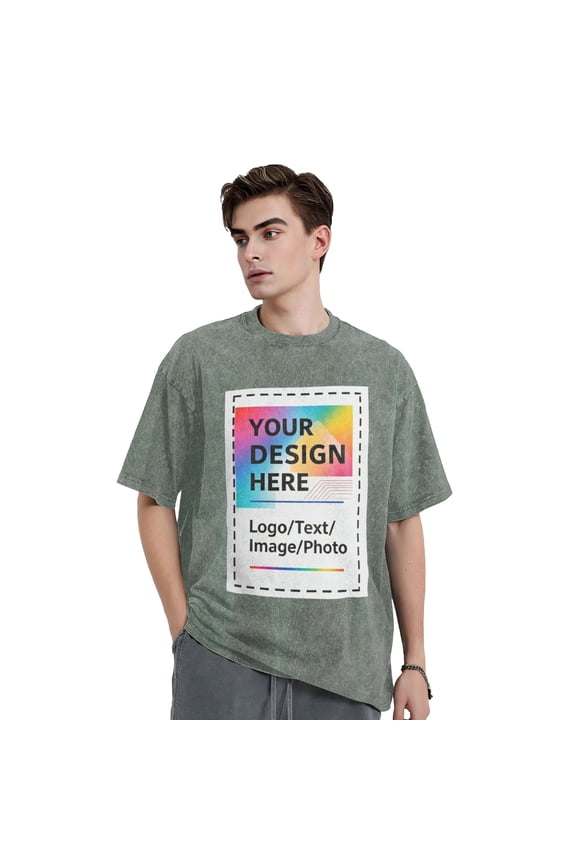 Custom Oversized T Shirts Vintage Washed Distressed Soft Tee Loose Fit Casual Streetwear Baggy Washed Cotton Personalized Add Your Own Design