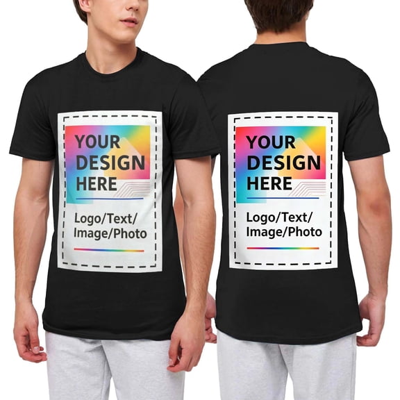 USPEED Custom T Shirts with Photo/Logo/Text - Midweight Personalized Comfort Cotton Tee for Men Women Design Your Own Shirt Front & Back Print