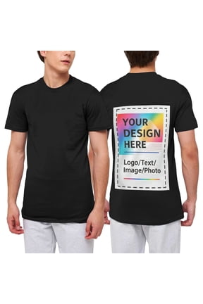 Custom T Shirts with Photo/Logo/Text - Midweight Personalized Comfort Cotton Tee for Men Women Design Your Own Shirt Front & Back Print