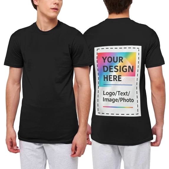 USPEED Custom T Shirts with Photo/Logo/Text - Midweight Personalized Comfort Cotton Tee for Men Women Design Your Own Shirt Front & Back Print