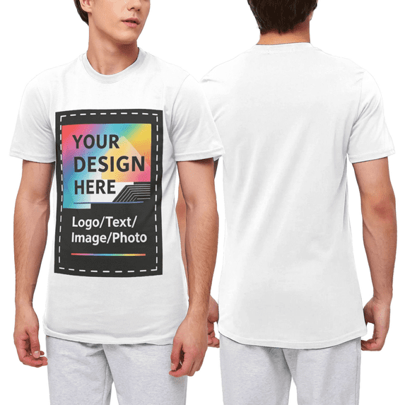 USPEED Custom T Shirts with Photo/Logo/Text - Midweight Personalized Comfort Cotton Tee for Men Women Design Your Own Shirt Front & Back Print