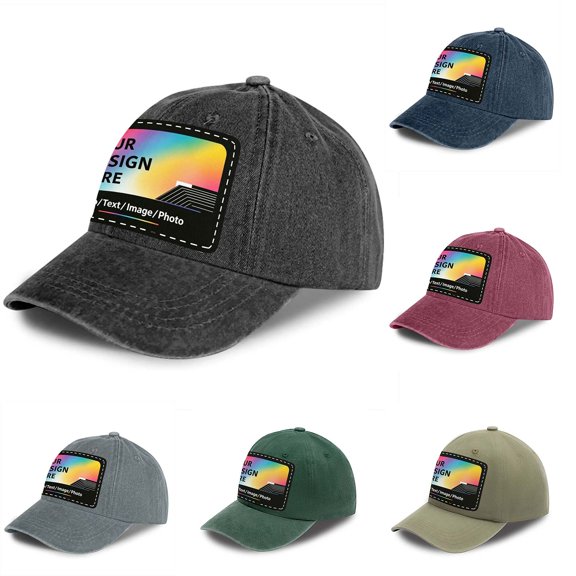 USPEED Custom Vintage Washed Baseball Cap with Text Logo and Print Photo,Image, Personalized Adjustable Summer Sun Hat Unisex