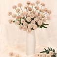 thumbnail image 1 of USPEED Fake Fall Flowers Faux Silk Pompon Mums, 10 Bulk Fake Mini Chrysanthemums with Stems, Artificial Kiku Flowers for Vase DIY Centerpieces Bouquet Floral Arrangements Decorations - Beige, 1 of 9