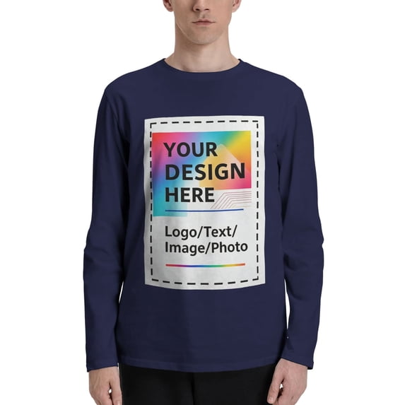 USPEED Personalized Tee Custom Long Sleeve Shirts for Men Design Your Own Image Text Photo Front/Back Print