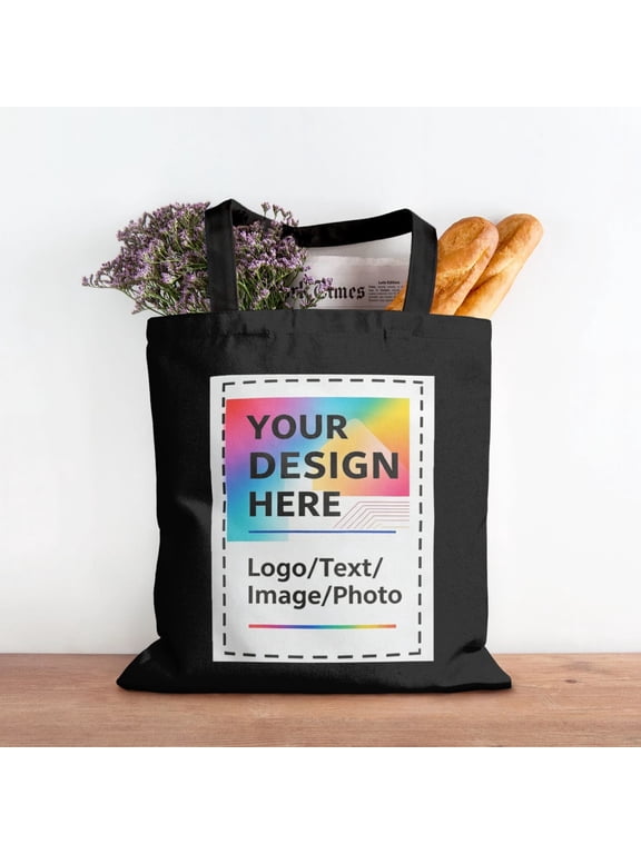 Personalized Tote Bags for Business – Custom Logo Heavy Duty Canvas bags – 1/5/10Pack Reusable Bulk Bags – Promotional Totes for Grocery, Trade Shows, Gifts