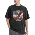 thumbnail image 1 of USPEED Vintage Washed Oversized Patriotic T-Shirt, USA 250th Anniversary 1776-2026 Bald Eagle American Flag Circular Badge Graphic Short Sleeve Crewneck Casual Top for Men Women, 1 of 6