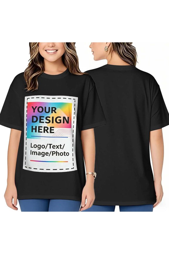 Women Custom T Shirts Front & Back Personalized Tee Add Your Own Design with Image Text Logo