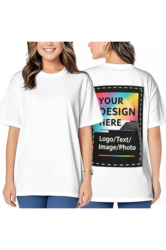 Women Custom T Shirts Front & Back Personalized Tee Add Your Own Design with Image Text Logo