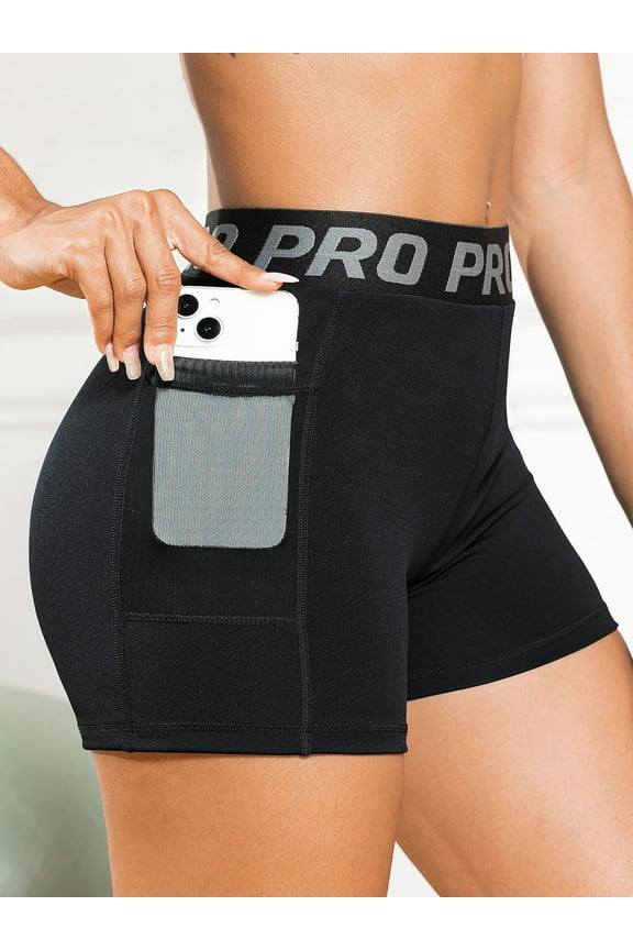 Womens Biker Yoga Shorts with Pockets: High Waisted Tummy Control Spandex Workout Athletic Gym Shorts