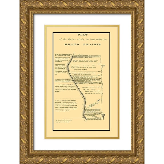 USPO 17x24 Gold Ornate Wood Framed with Double Matting Museum Art Print Titled - Grand Prairie Tract Illinoi Claimss - USPO 1860