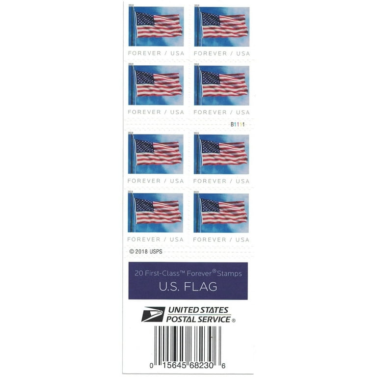 USPS US Flag (2018) First-Class Forever Stamps - Booklet of 20 for