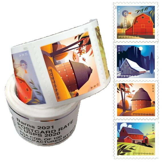 USPS Four Seasons Postcard Postage, 100 Stamps