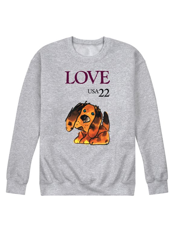 - Love Puppy - Men's Crew Neck Fleece Pullover