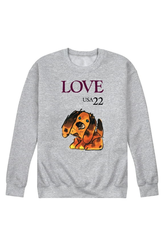 - Love Puppy - Men's Crew Neck Fleece Pullover