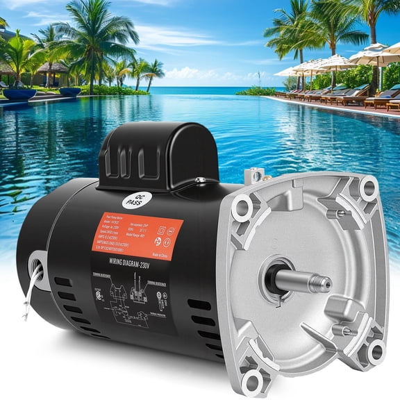 USQ1202 Pool Pump Motor - Swimming Pool Pump Motor, 3450 RPM, 2HP, 115/230V, 48Y Frame, 303 Stainless Steel Shaft, Replacement Motor for Outdoor/Indoor Swimming Pool