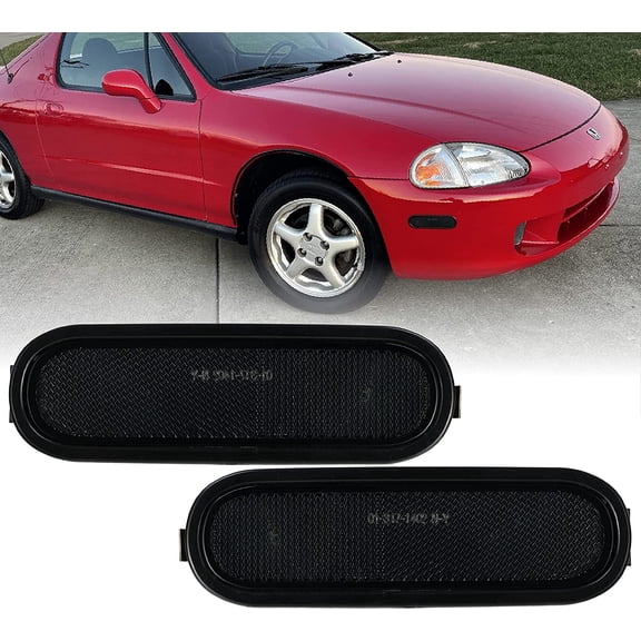 USR 93-97 DelSol Side Marker LIghts - Front Smoke Bumper Sidemarker Lamps (Left + Right) Compatible with 1993-1997 Honda Del Sol (JDM Style Smoked Lens) Si VTEC