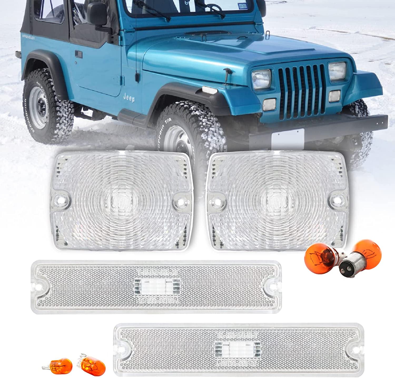 USR DEPO 8793 YJ Side Marker Lights COMBO Front Bumper Turn Signal