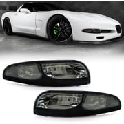 USR DEPO Vette C5 Turn Signal Lights - Front Bumper Signals Lamps Set Left + Right Compatible with 1997-2004 Chevy Corvette C5 All Models including Z06 Black Housing All Smoke Lens