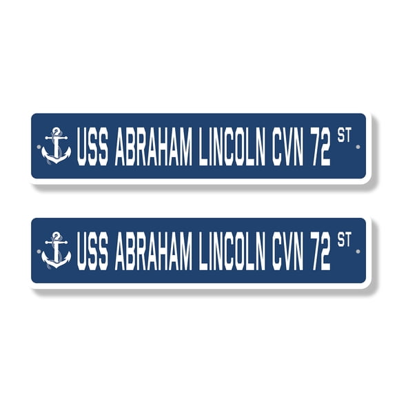 USS ABRAHAM LINCOLN CVN 72 Classic Street Sign (2 Pack) us navy ship veteran sailor gift Road Sign | 4" X 18" Aluminum Metal Address Sign
