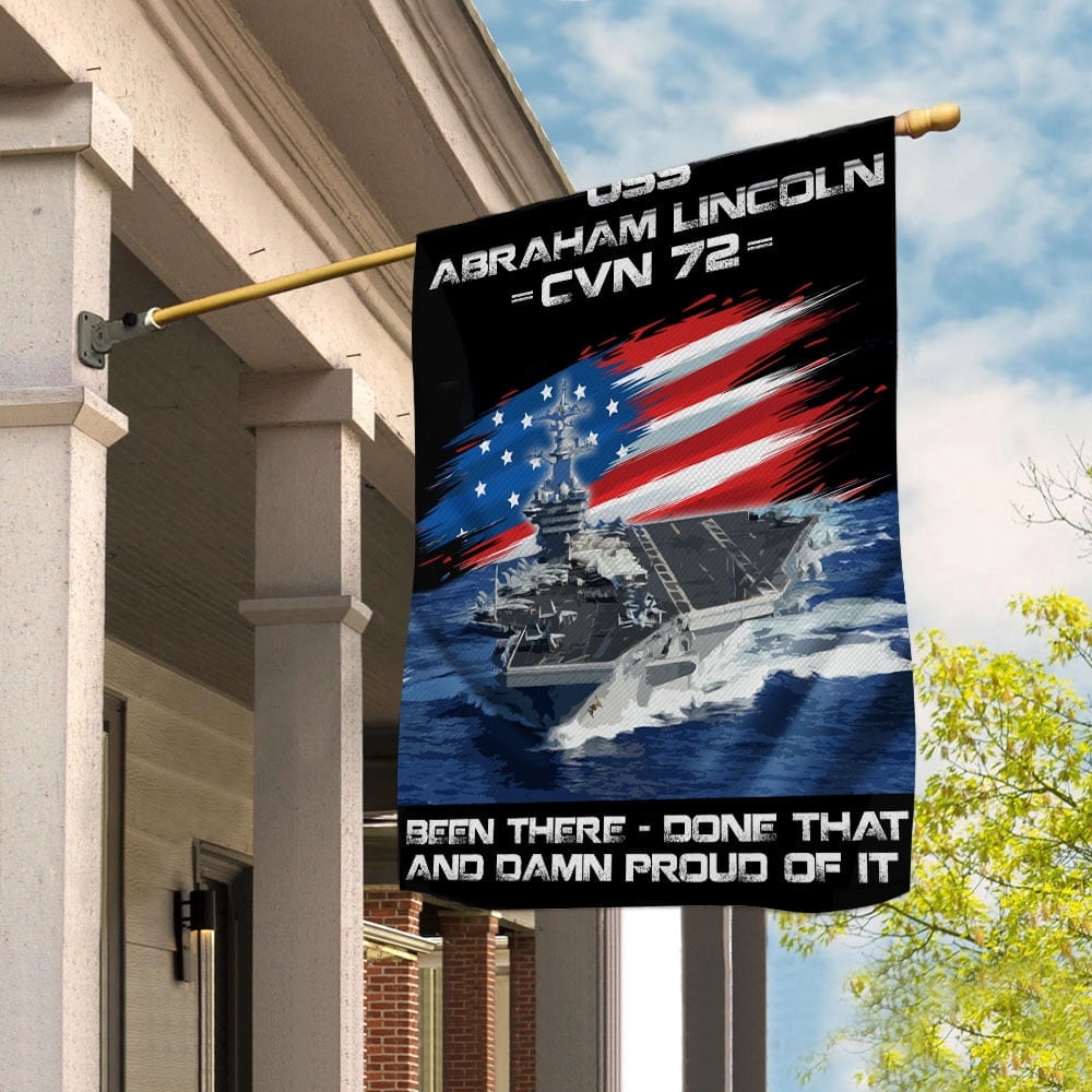 USS-ABRAHAM-LINCOLN-CVN-72 Veterans Day, Flag Ship 4th of July , Patriotic Flag House Flag, Double-Sided Decorative Outdoor Flag, Polyester Yard Flag 29.5 x 39.5 in