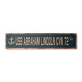 thumbnail image 1 of USS ABRAHAM LINCOLN CVN 72 Vintage Plastic Street Sign us navy ship veteran sailor gift | Indoor/Outdoor | 18" Wide, 1 of 4