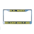 thumbnail image 1 of USS ALBERT DAVID FF 1050 License Plate Frame Chrome Metal Military Navy USN Car Truck RV F001., 1 of 1
