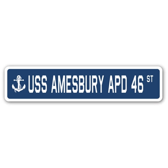 USS AMESBURY APD 46 Street Sign us navy ship veteran sailor gift