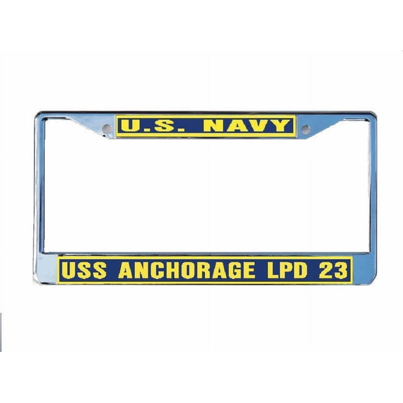 USS ANCHORAGE LPD 23 License Plate Frame Chrome Metal Military Navy USN Car Truck RV F001.
