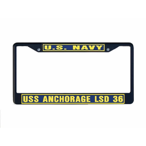 USS ANCHORAGE LSD 36 License Plate Frame Black Metal Military Navy USN Car Truck RV F001