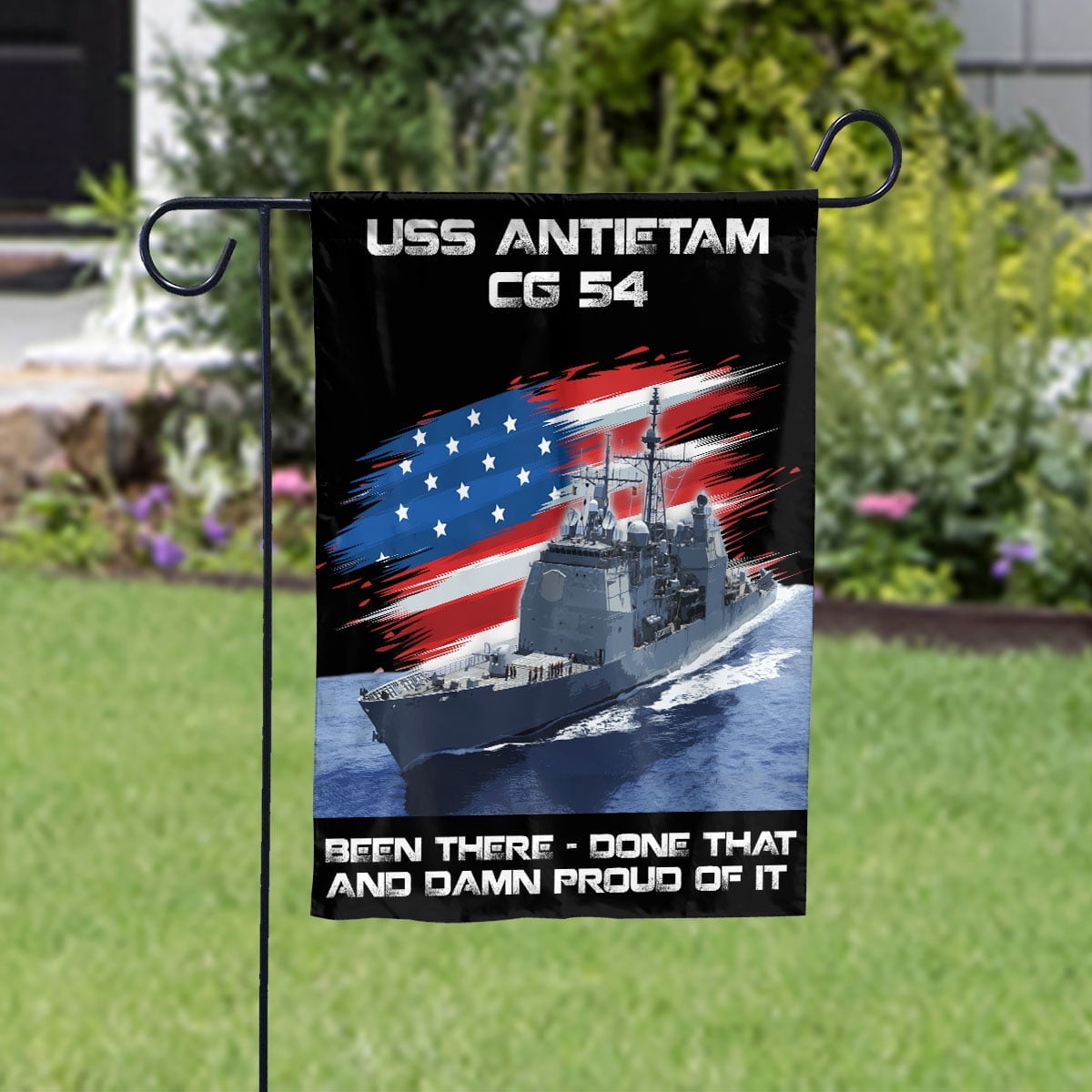 USS-ANTIETTAM-CG-54 Veterans Day, Flag Ship 4th of July , Patriotic Flag Garden Flag, Double-Sided Decorative Outdoor Flag, Patriotic Polyester Yard Flag 12 x 18 in