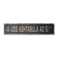 thumbnail image 1 of USS ASHTABULA AO 51 Vintage Aluminum Street Sign us navy ship veteran sailor rustic metal tin gift | Indoor/Outdoor | 24" Wide, 1 of 4