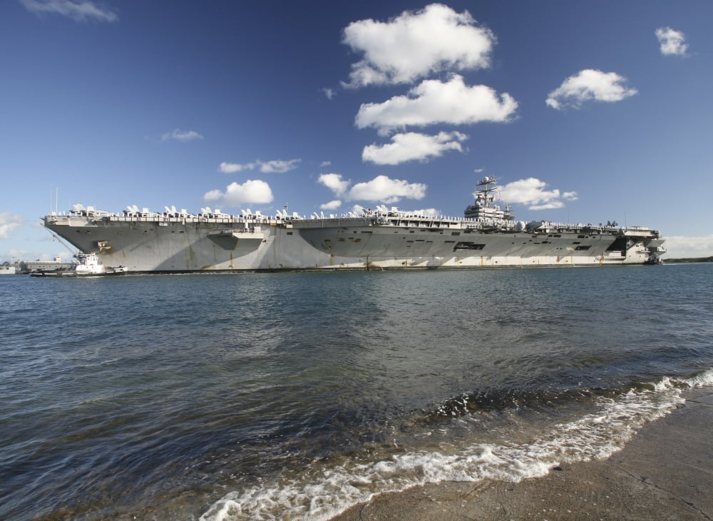 USS Abraham Lincoln returning to port Canvas Art - Michael WoodStocktrek Images (32 x 24)