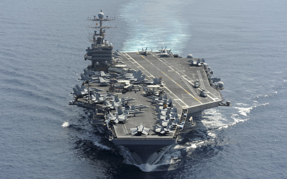 USS Abraham Lincoln transits the Indian Ocean Canvas Art - Stocktrek Images (35 x 22)