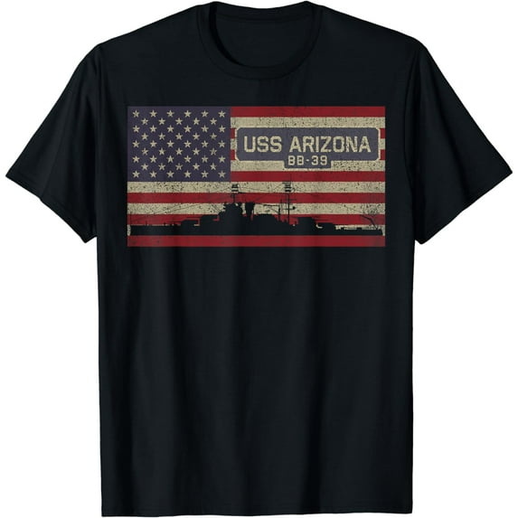USS Arizona BB-39 Battleship USA American Flag T-Shirt