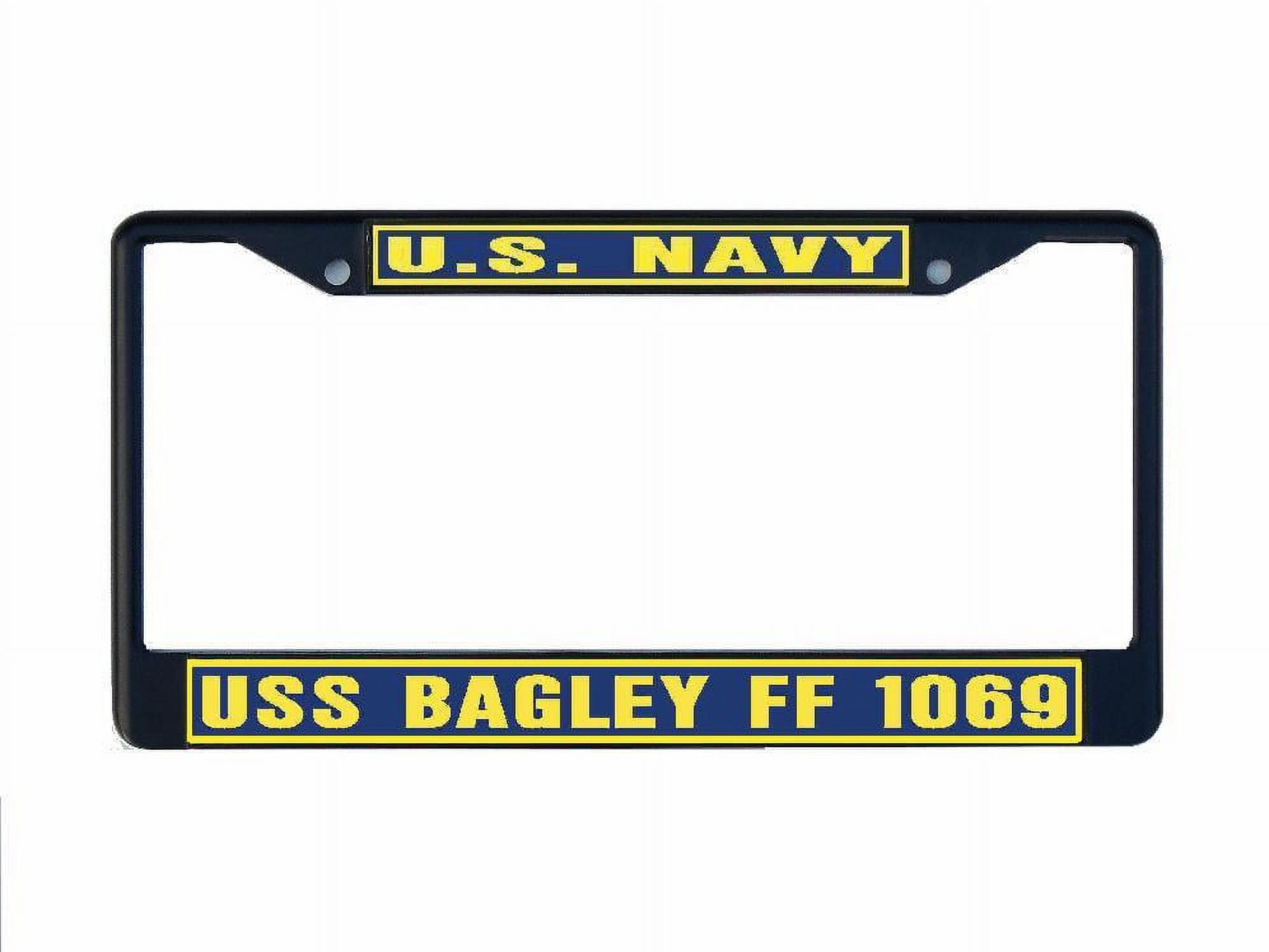 T W1069 Frame USS BAGLEY FF 1069 License Plate Frame Black Metal Military Navy USN ...