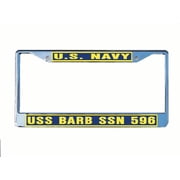 USS BARB SSN 596 License Plate Frame Chrome Metal Military Navy USN Car Truck RV F001.