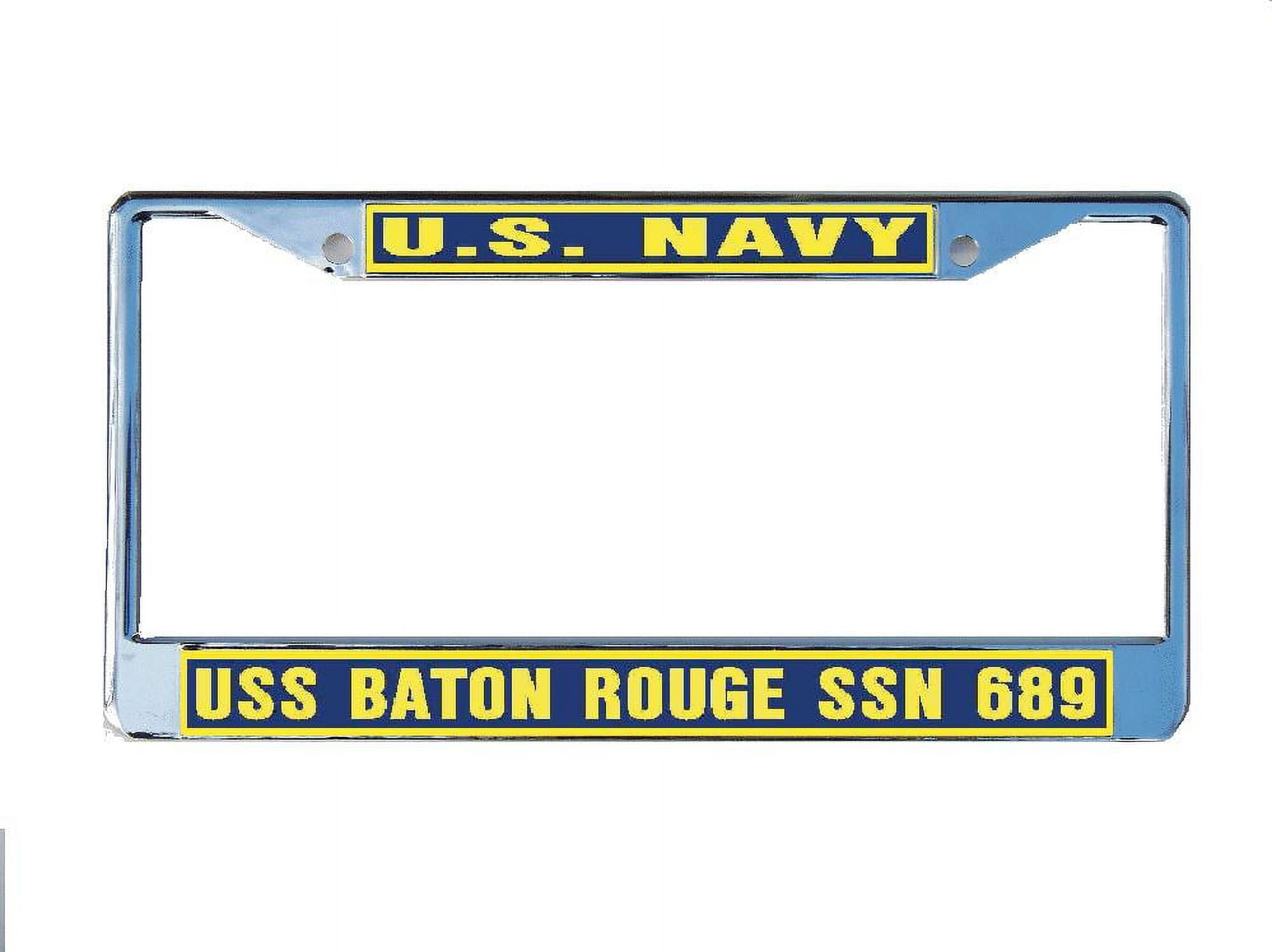 USS BATON ROUGE SSN 689 License Plate Frame Chrome Metal Military Navy