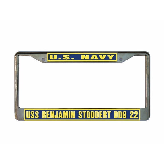 USS BENJAMIN STODDERT DDG 22 License Plate Frame Gold Chrome Metal Military Navy USN Car Truck RV F001