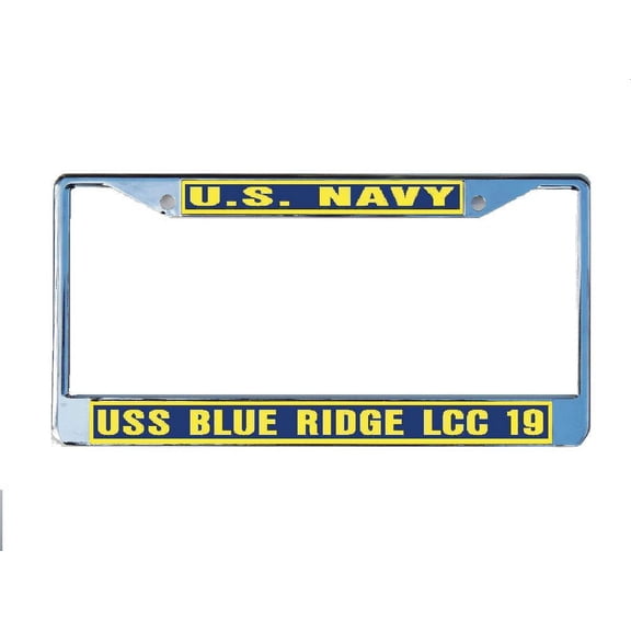 USS BLUE RIDGE LCC 19 License Plate Frame Chrome Metal Military Navy USN Car Truck RV F001.