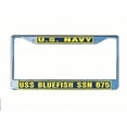 thumbnail image 1 of USS BLUEFISH SSN 675 License Plate Frame Chrome Metal Military Navy USN Car Truck RV F001., 1 of 1