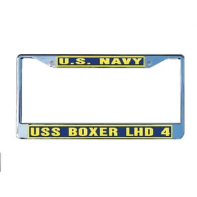 USS BOXER LHD 4 License Plate Frame Chrome Metal Military Navy USN Car Truck RV F001.