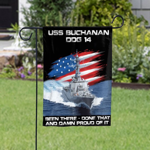 USS-BUCHANAN-DDG-14 Veterans Day, Flag Ship 4th of July , Patriotic Flag Garden Flag (11.5x17.5) Double Sided-USA Flags Premium Polyester-Decorative Indoor Outdoor Flag