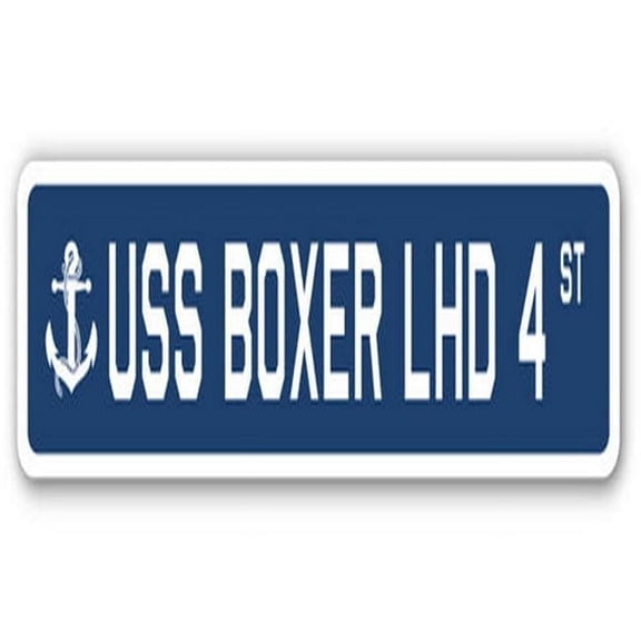 USS Boxer LHD 4 Street Sign - US Navy Ship Veteran Sailor Gift